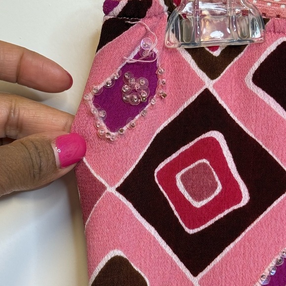 Vintage Y2K Skirt Embellished Sequin Diamond Print Ruffle Hem Size Large - Picture 5 of 8